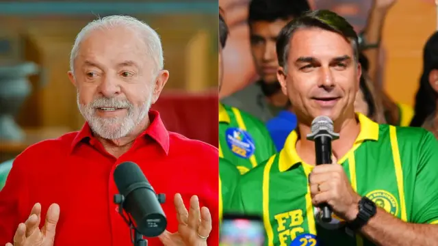 O presidente Lula e o senador Flávio Bolsonaro (Ricardo Stuckert e Vittor Sales/Divulgação/.) 