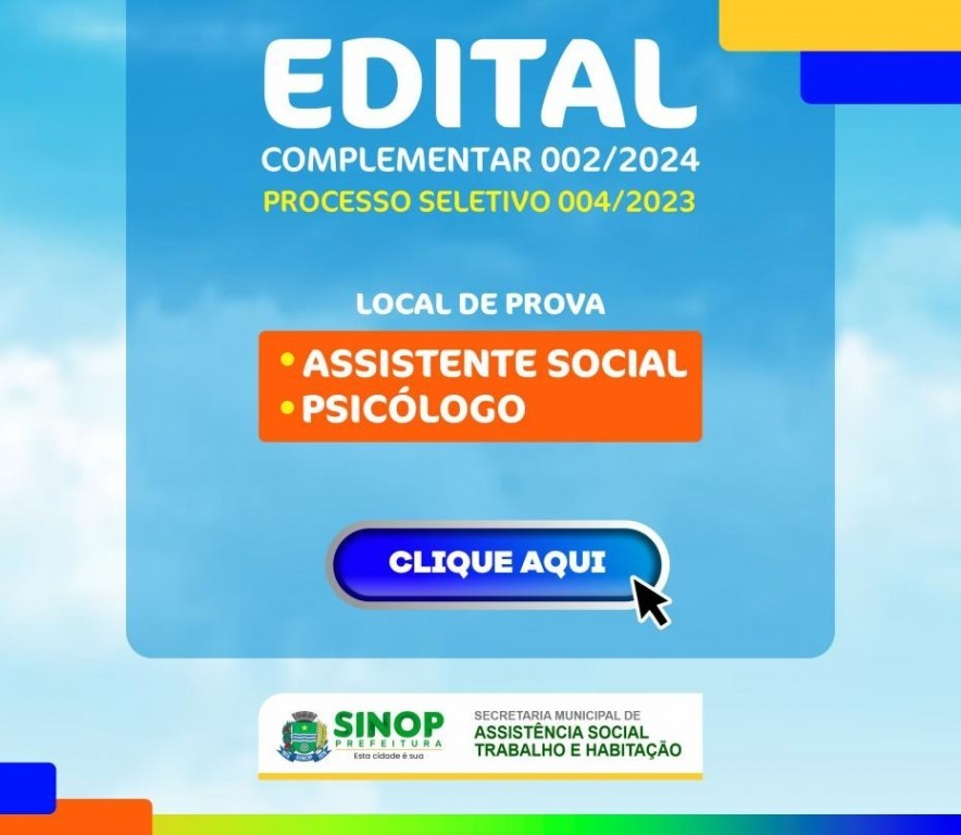 Provas do processo seletivo para contratação de assistentes sociais e psicólogos serão neste domingo (4)