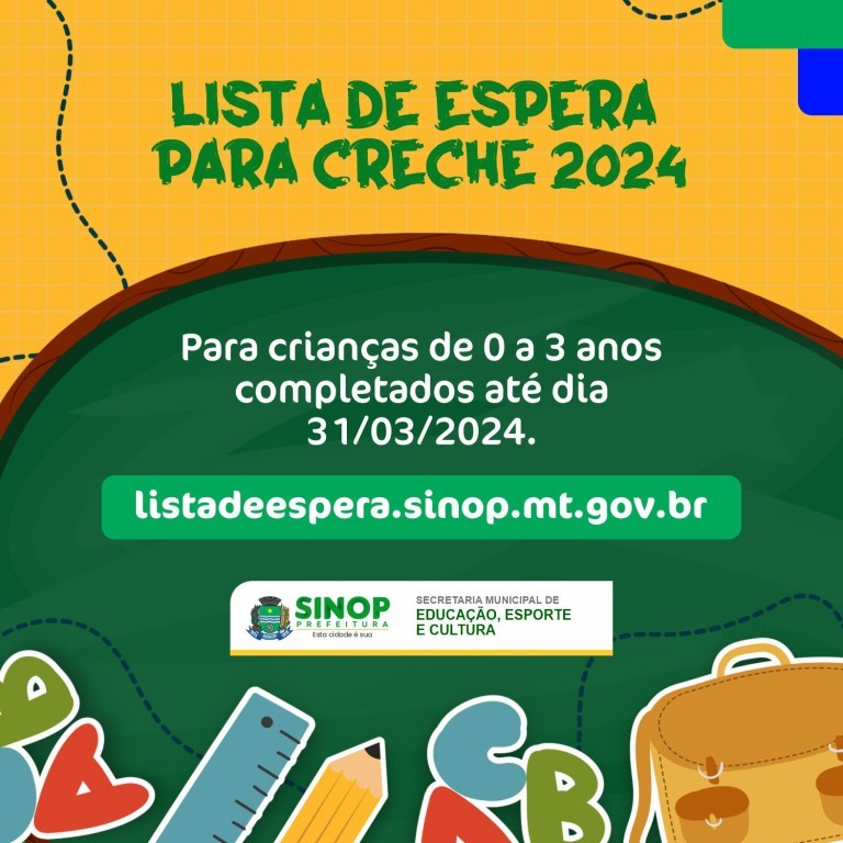 Educação abre cadastro de crianças para lista de espera 2024 nas creches