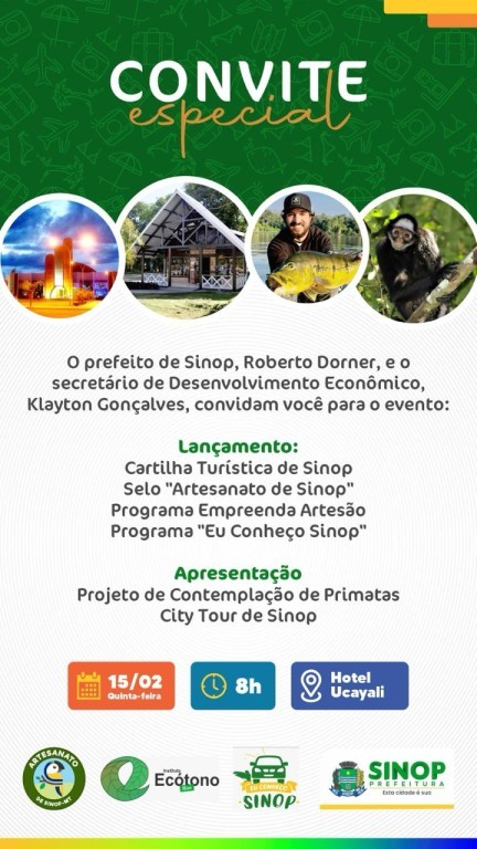 Programas turísticos que vão impulsionar o setor em Sinop serão lançados nesta quinta (15)