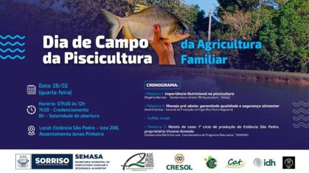 Dia de Campo apresentará técnicas para fomentar piscicultura em Sorriso