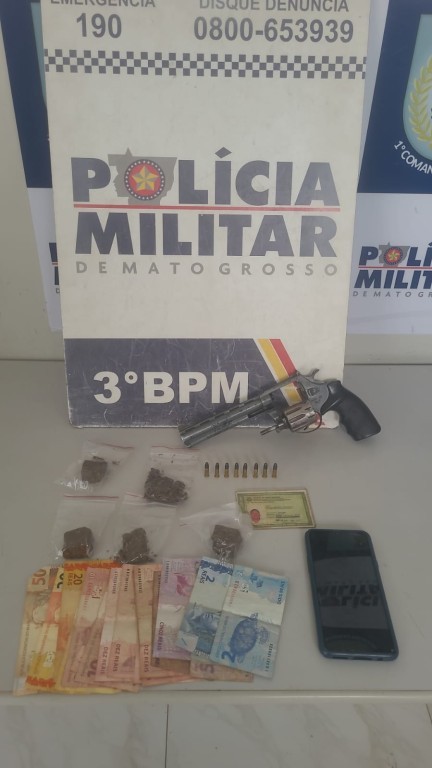 Integrante de organização criminosa é preso em flagrante por porte ilegal de arma de fogo e tráfico de drogas em Cuiabá