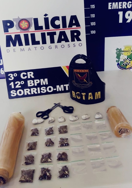 Rotam apreende 87 porções de maconha e cocaína em ações em Sorriso