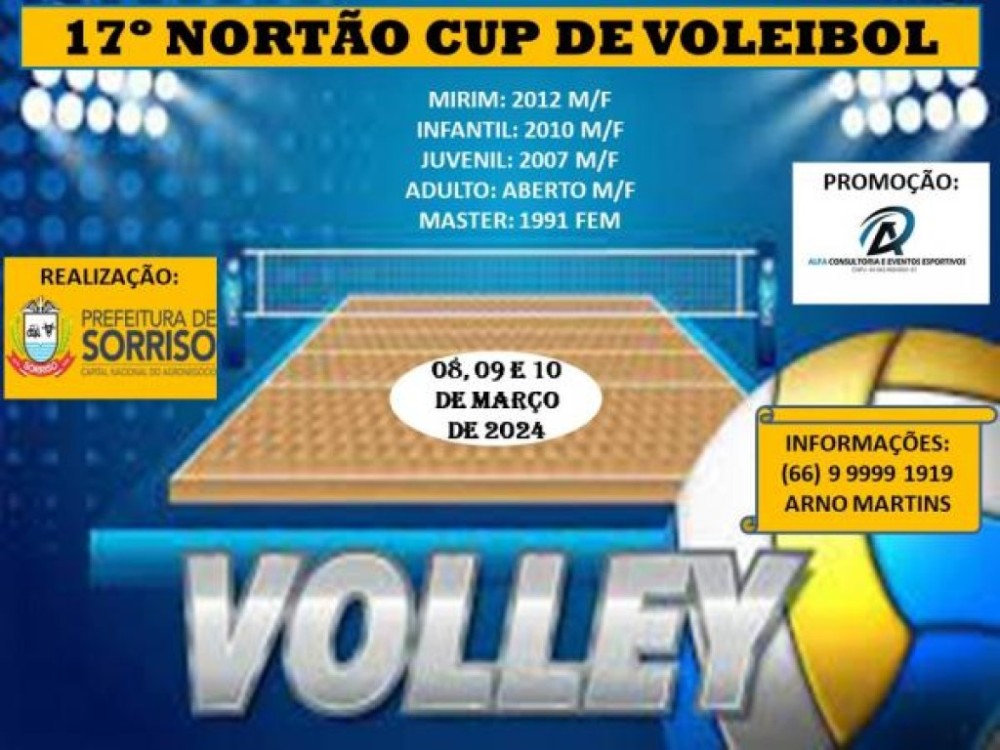 Nortão Cup de Voleibol será realizado em março, em Sorriso