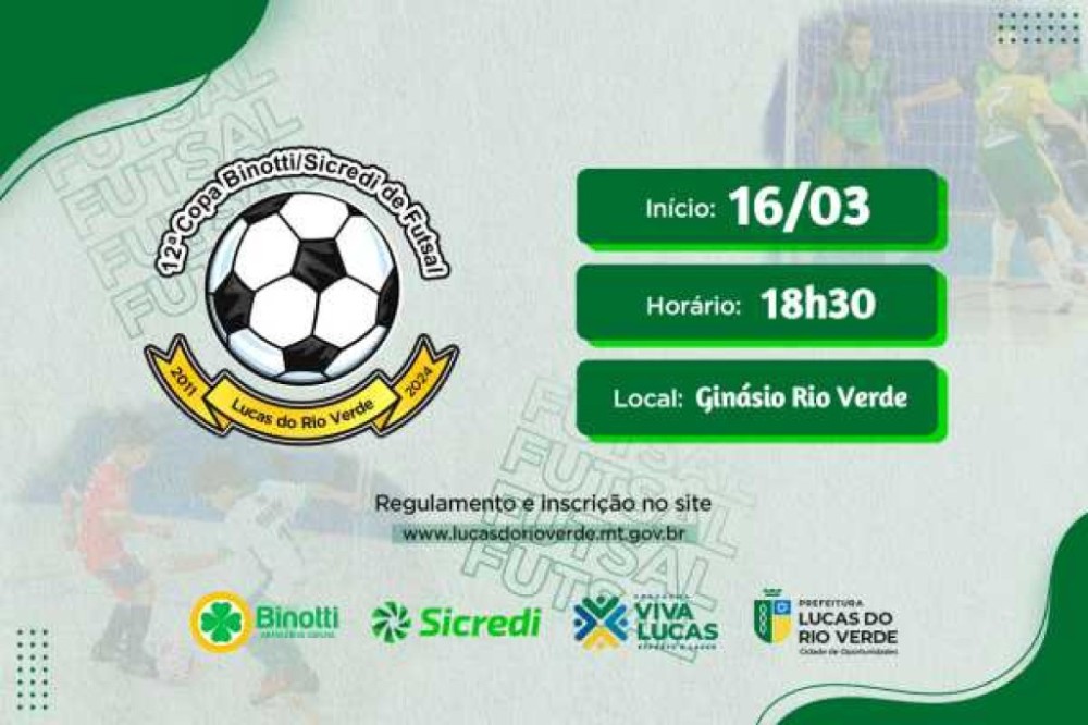Inscrições abertas para Campeonato de Futsal em Lucas do Rio Verde