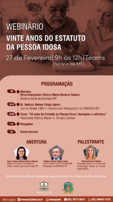 Inscreva-se para webinário sobre Estatuto da Pessoa Idosa
