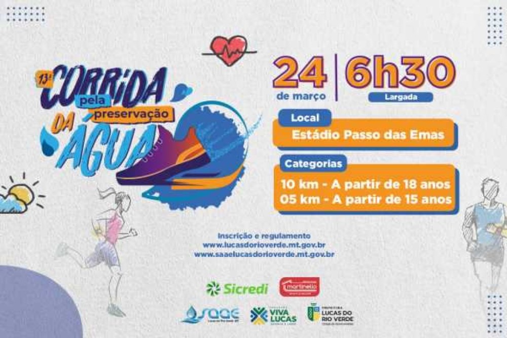 Inscrições para a 13ª Corrida pela Preservação da Água começam nesta terça-feira (27)