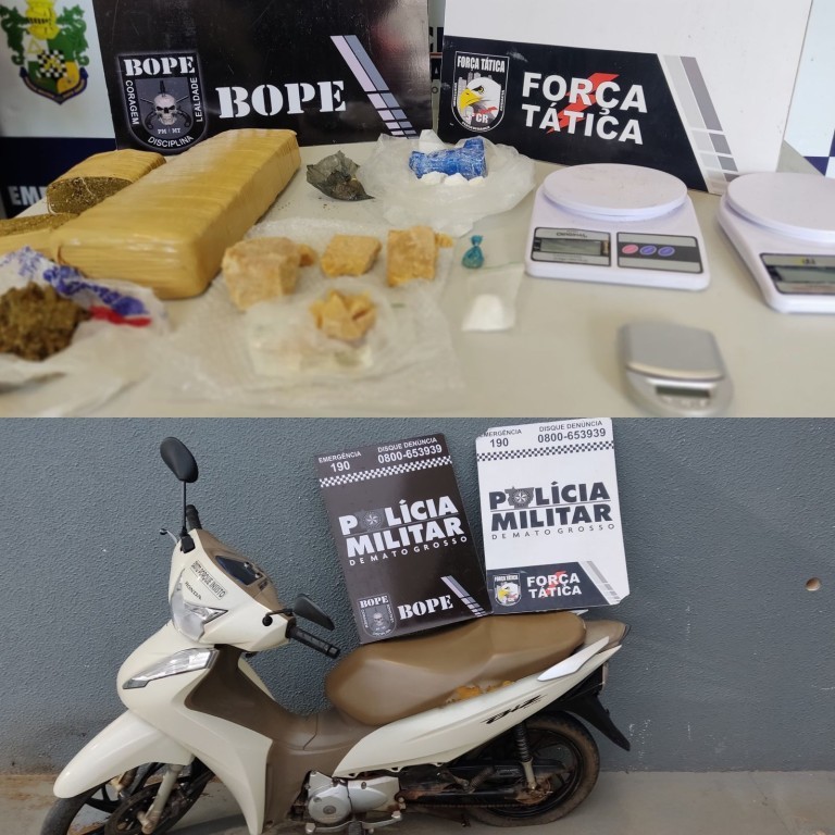 Homem é preso pela Polícia Militar com drogas e motocicleta furtada em Sorriso