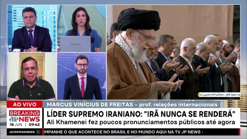 Líder supremo diz que Irã não se renderá após fala de Trump; Marcus Vinícius comenta
