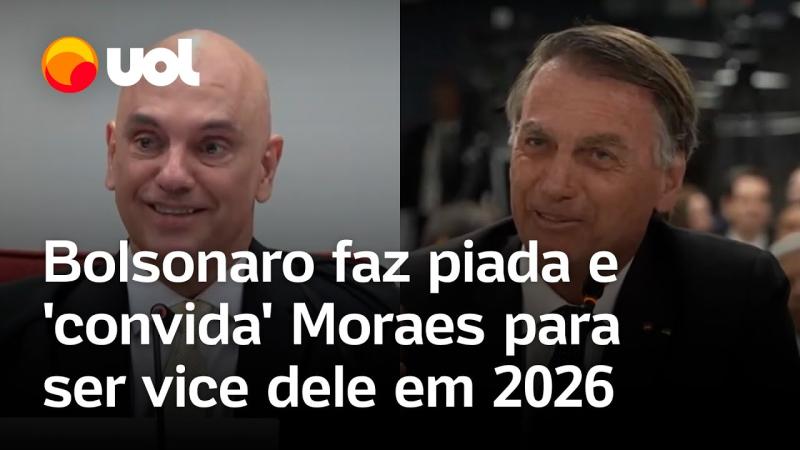 Bolsonaro brinca com Moraes e o 'convida' para ser vice dele em 2026 e ministro rebate: 'Eu declino'
