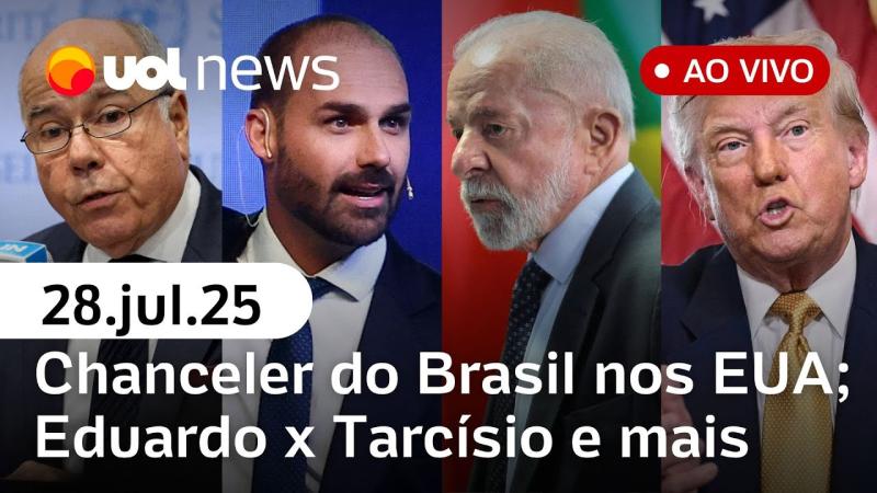 Tarifaço: Brasil nos EUA para negociar com Trump; julgamento no STF; Eduardo x Tarcísio 